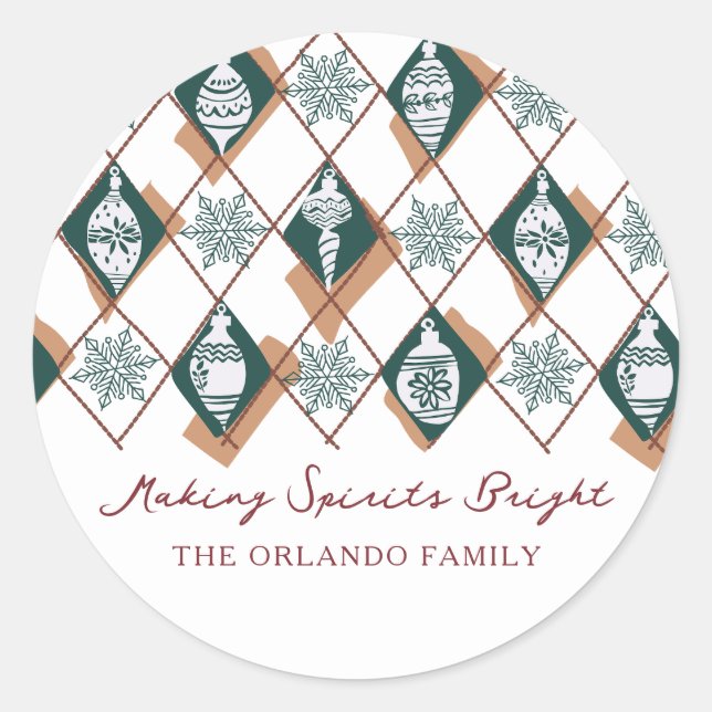 Making Spirits Bright Green Holiday Baking  Classic Round Sticker (Front)