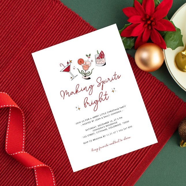 Making Spirits Bright Handwritten Christmas Party Invitation (Creator Uploaded)