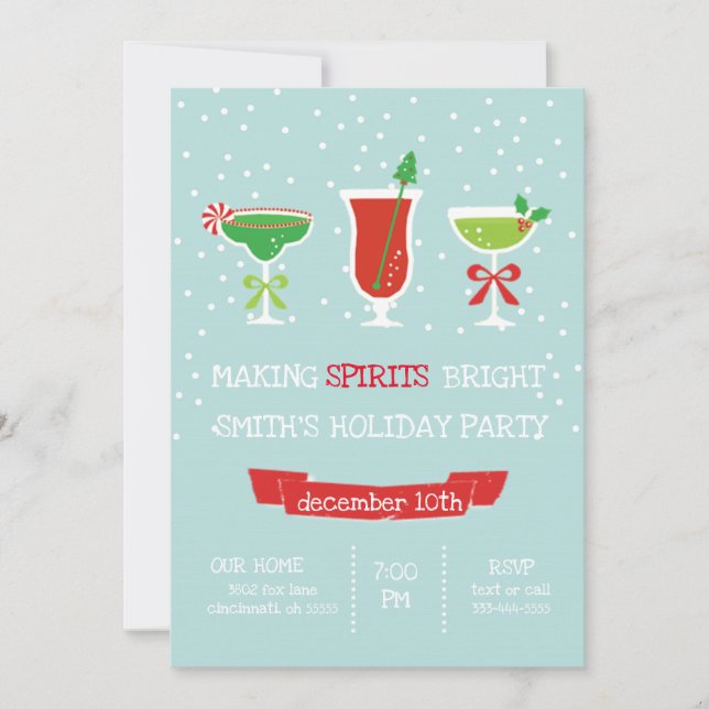 Making Spirits Bright Holiday Christmas Party Invitation (Front)
