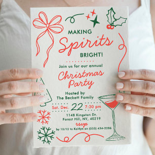 Making Spirits Bright Holiday Cocktail Party Invitation