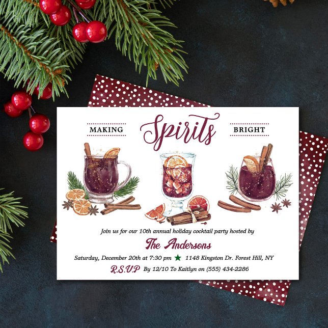 Making Spirits Bright | Holiday Cocktail Party Invitation (Creator Uploaded)
