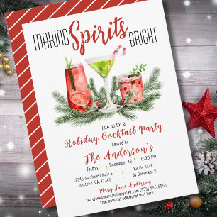 Making Spirits Bright Holiday Cocktail Party Invitation