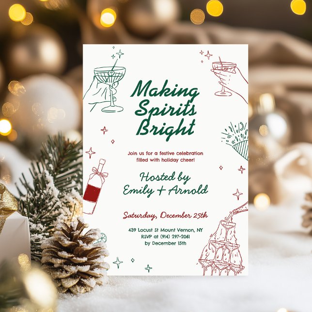 Making Spirits Bright Holiday Cocktail Party Invitation (Creator Uploaded)