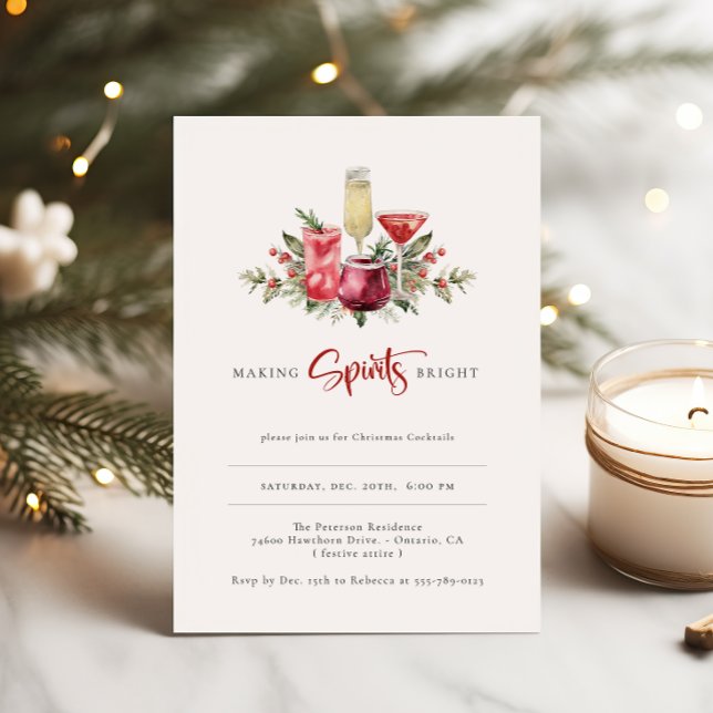 Making Spirits Bright Holiday Cocktail Party Invitation (Creator Uploaded)