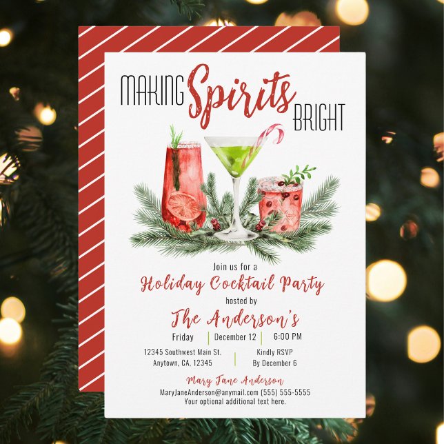 Making Spirits Bright Holiday Cocktail Party  Invitation (Creator Uploaded)