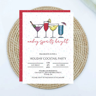 Making Spirits Bright Holiday Cocktail Party Invitation
