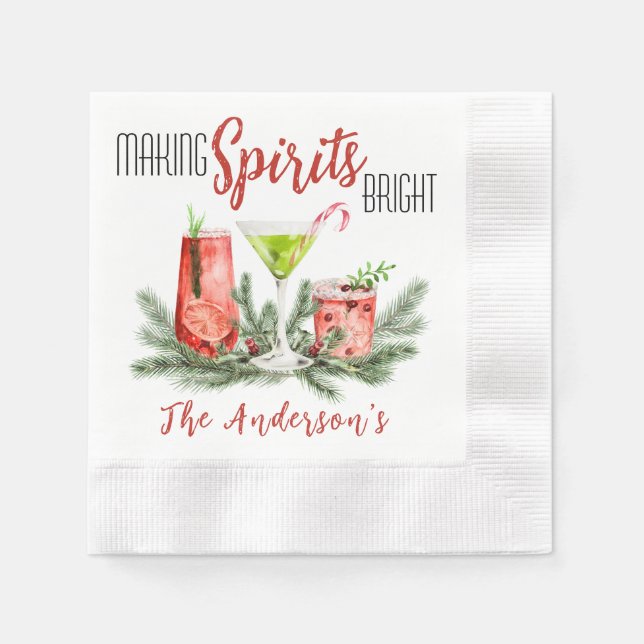 Making Spirits Bright Holiday Cocktail Party  Napkin (Front)