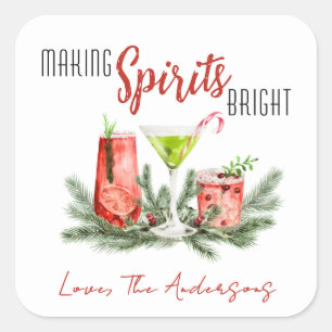 Making Spirits Bright Holiday Cocktails Festive Square Sticker