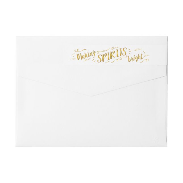 Making Spirits Bright Holiday Gold Address Sticker Wrap Around Label (Back)