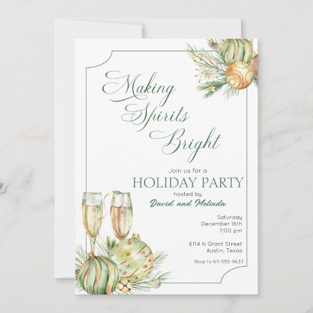 Making Spirits Bright Holiday Party Invitation (Front)
