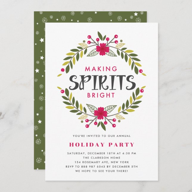 Making Spirits Bright Holiday Party Invitation (Front/Back)