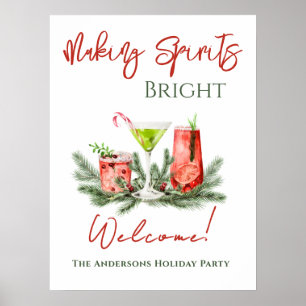 Making Spirits Bright Holiday Party Welcome Poster