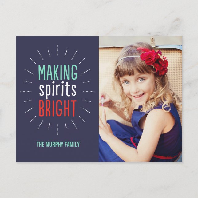 Making Spirits Bright Holiday Photo Card Postcard (Front)