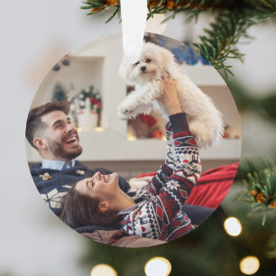 Making Spirits Bright Modern Red Christmas Photo Ornament
