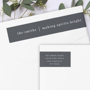 Making Spirits Bright Modern Stylish Black Wrap Around Label