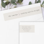 Making Spirits Bright | Natural Neutral Christmas Wrap Around Label<br><div class="desc">Stylish modern holiday wrap around address label with a classic typography quote "making spirits bright" with a dividing line and family name in white. The design features a neutral natural soft taupe ivory cream colour. The address, greeting and name can be easily customised for a design as unique as your...</div>