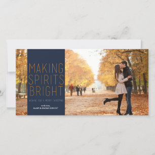 Making Spirits Bright - Navy and Fuschia Holiday Card