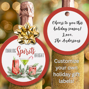 Making Spirits Bright Personalised Holiday Gift Favour Tags
