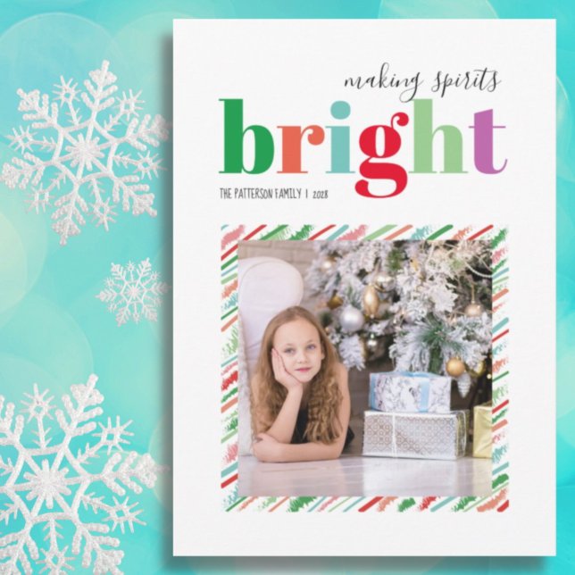 Making Spirits Bright Photo Christmas Flat Card (Creator Uploaded)