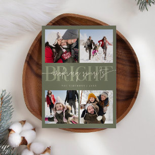 Making Spirits Bright Sage Christmas Multi Photo Holiday Card