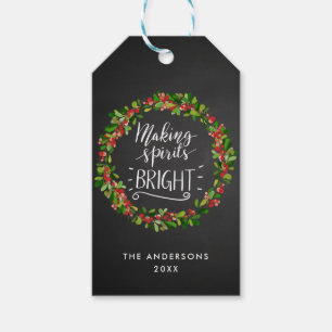 Making Spirits Bright Script Chalkboard Holiday Gift Tags
