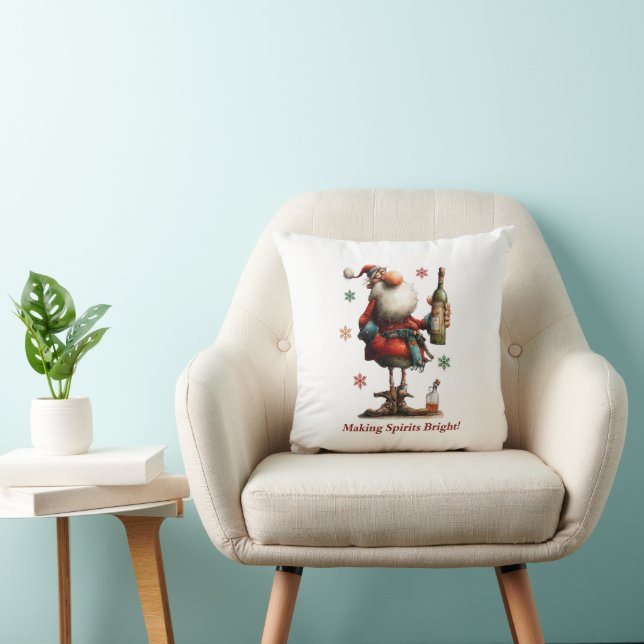 Making Spirits Bright Throw Pillow (Chair)