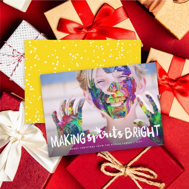 Making Spirits Bright Typography Christmas Photo Holiday Card (Creator Uploaded)