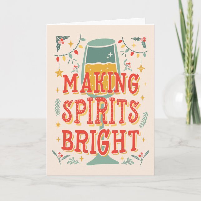 Making Spirits Bright Wine Christmas Card (Front)