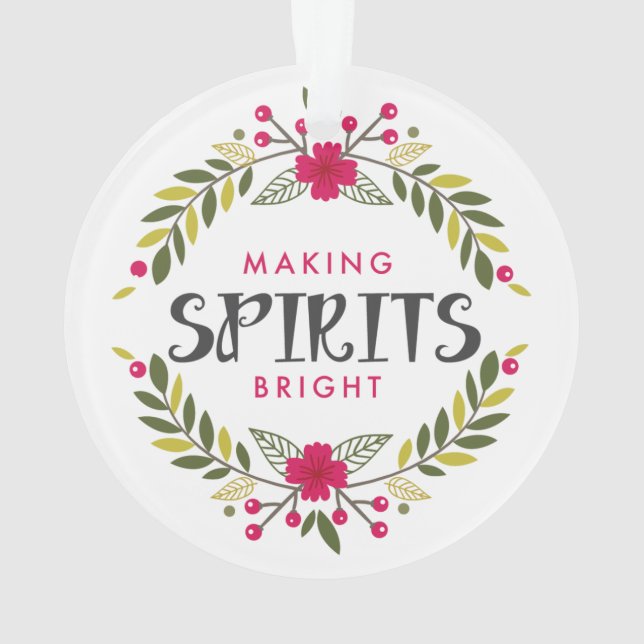 Making Spirits Bright Wreath Christmas Ornament (Back)