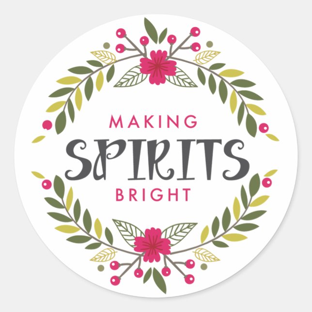 Making Spirits Bright Wreath Holiday Sticker (Front)