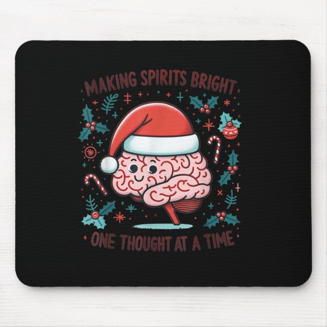 Making Srits Bright Funny Brain Christmas Mental H Mouse Pad (Front)