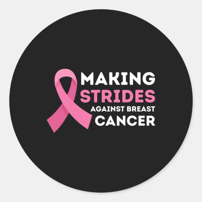 Making Strides Against Breast Cancer Awareness Wom Classic Round Sticker (Front)