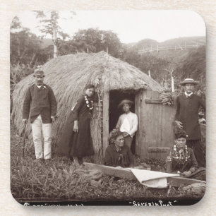 Making Tappa, a native cloth, c.1875 (sepia photo) Coaster
