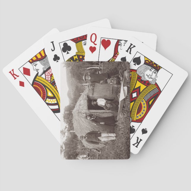 Making Tappa, a native cloth, c.1875 (sepia photo) Playing Cards (Back)