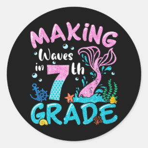 Making Waves In 7th Grade Mermaid Back To School G Classic Round Sticker