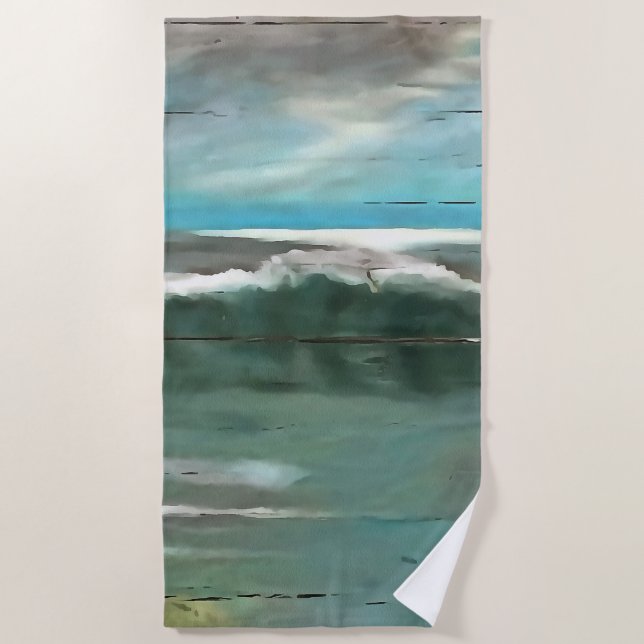Making Waves On Driftwood Seascape Art Beach Towel (Front)