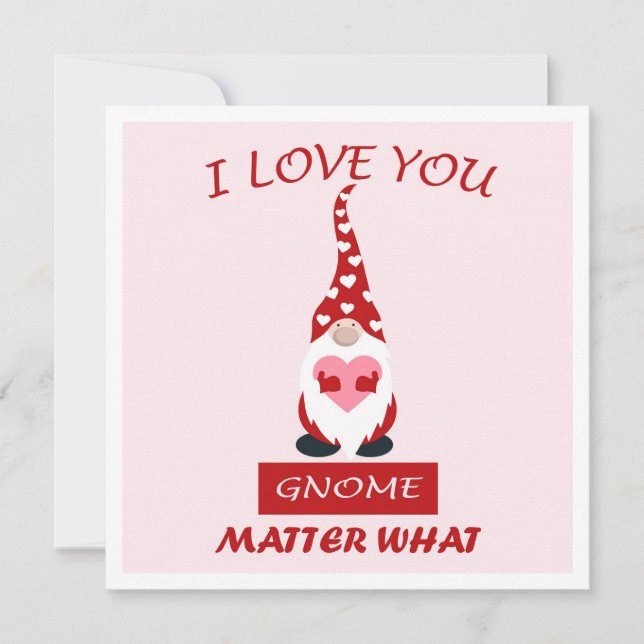 MAKOM1000- Gnome Cute Valentine Humour Holiday Card (Front)