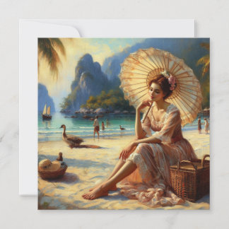 MAKOM1000- VINTAGE LADY ART HOLIDAY CARD