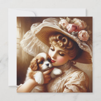 MAKOM1000- VINTAGE LADY ART HOLIDAY CARD