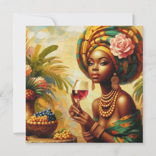 MAKOM1000- VINTAGE LADY ART HOLIDAY CARD (Front)