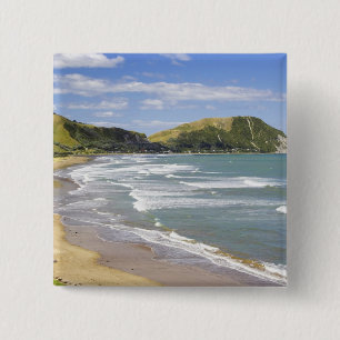 Makorori Beach near Gisborne, Eastland, New 2 15 Cm Square Badge