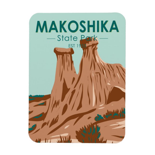 Makoshika State Park Montana Vintage  Magnet (Vertical)