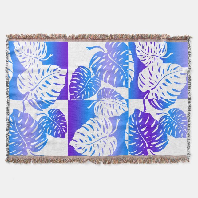 Makua Monstera Hawaiian Striped Blend Blankets (Front)