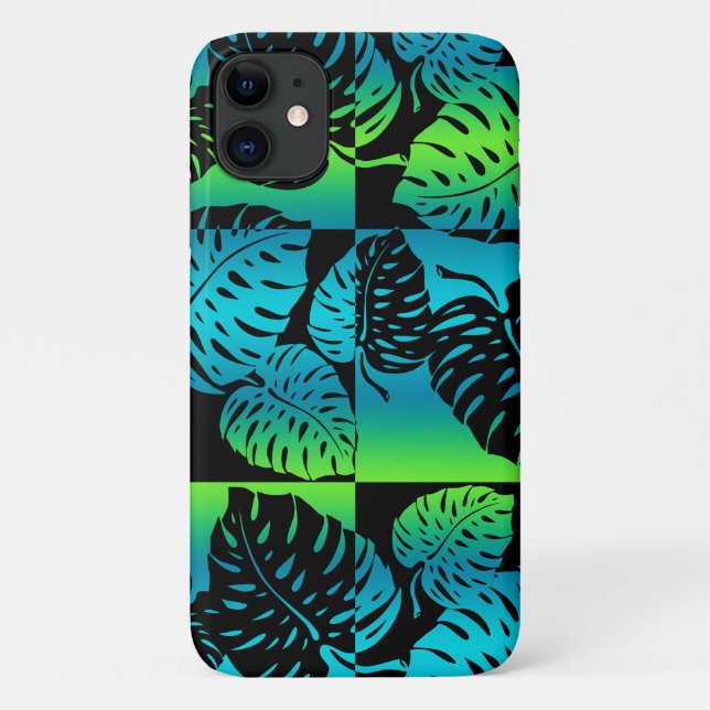 Makua Monstera Hawaiian Striped Blend Turq Case-Mate iPhone Case (Back)