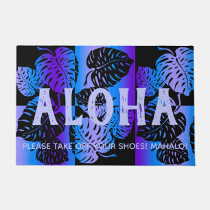 Makua Monstera Tropical Hawaiian Striped Blend Doormat