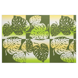 Makua Monstera Tropical Hawaiian Striped Blend Fabric