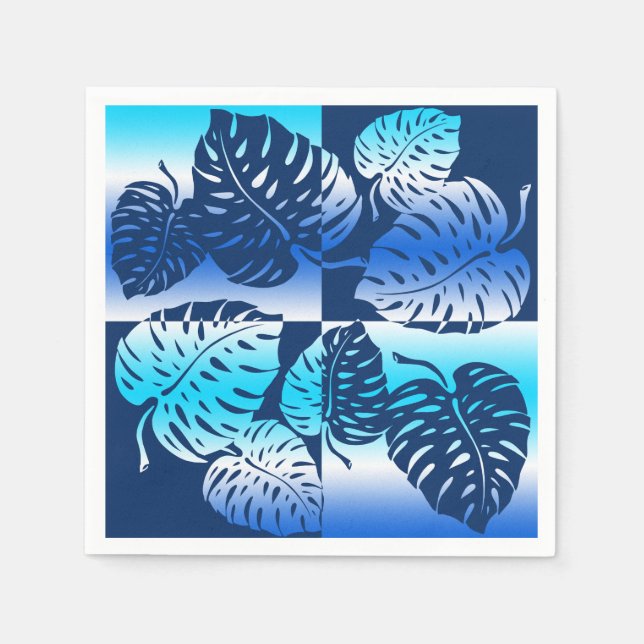 Makua Monstera Tropical Hawaiian Striped Blend Napkin (Front)