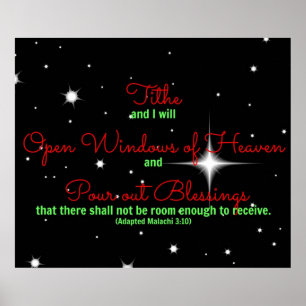 Malachi Bible verse Tithe and I will open the Poster