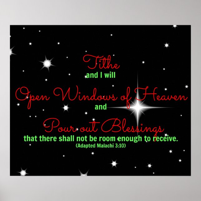 Malachi Bible verse Tithe and I will open the Poster (Front)