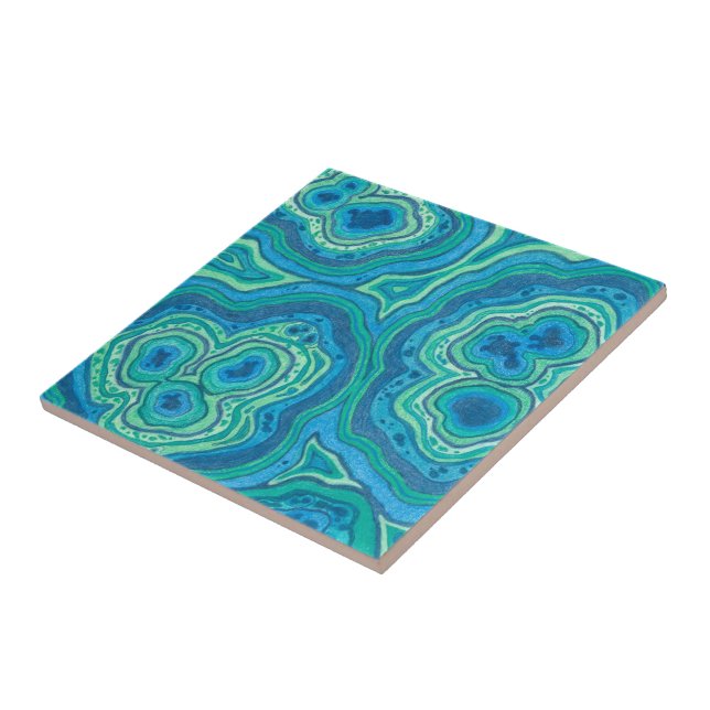 Malachite and Azurite Original Art Tile (Side)